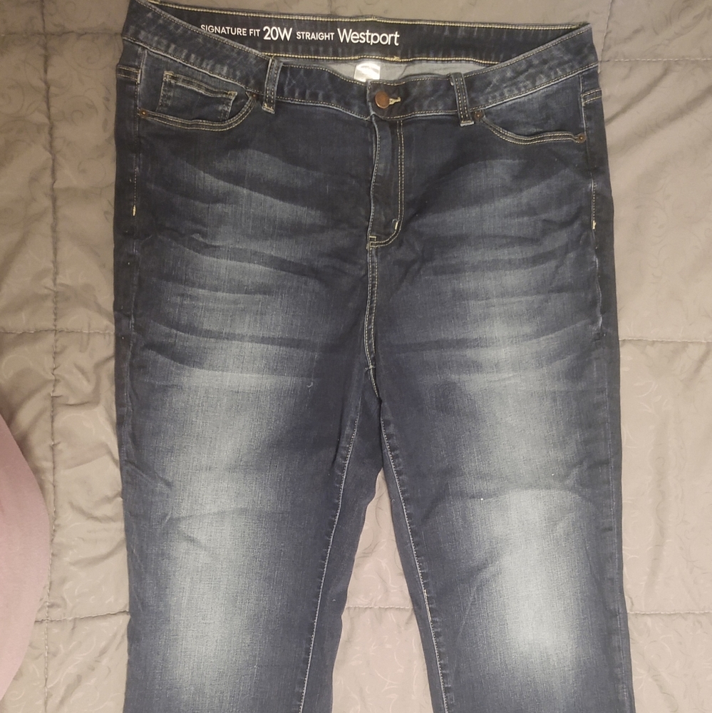 Westport Signature Fit Plus Size Jeans Straight Leg Size 20 Dark Wash Fade